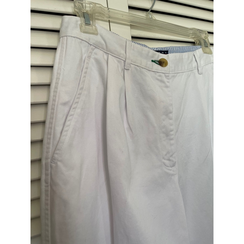 Vintage Tommy Hilfiger Women's Size 10 White Pleated Chino Pants 90s y2k